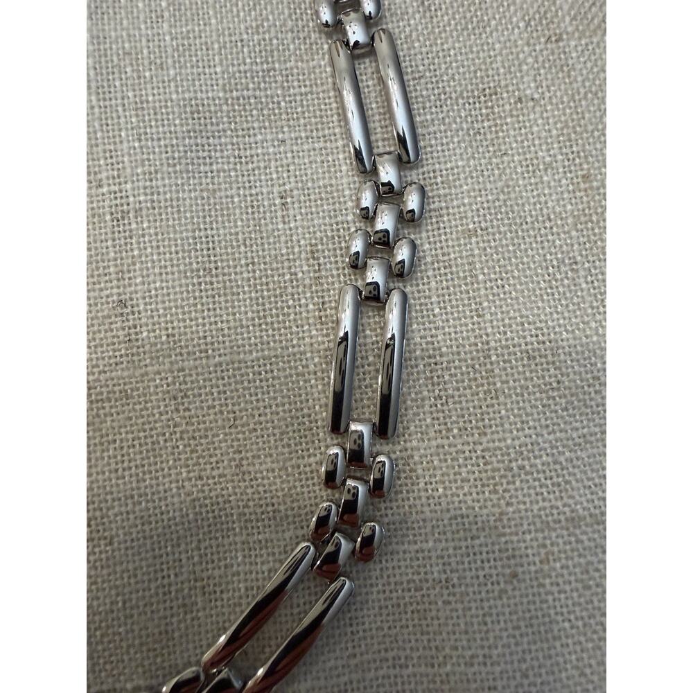 Vintage Monet Silver Tone Geometric Link Chain Necklace 16.5” Signed Classy - Picture 5 of 10